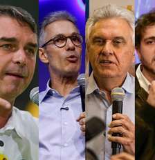 Presidenciáveis Luiz Inácio Lula da Silva (PT), Flávio Bolsonaro (PL), Romeu Zema (Novo), Ronaldo Caiado (PSD), Renan Santos (Missão) e Augusto Cury (Avante) Foto: Wilton Junior, Pedro Kirilos, Wilton Junior, Taba Benedicto, Isabella Finholdt, Daniel Teixeira/Estadão / Estadão