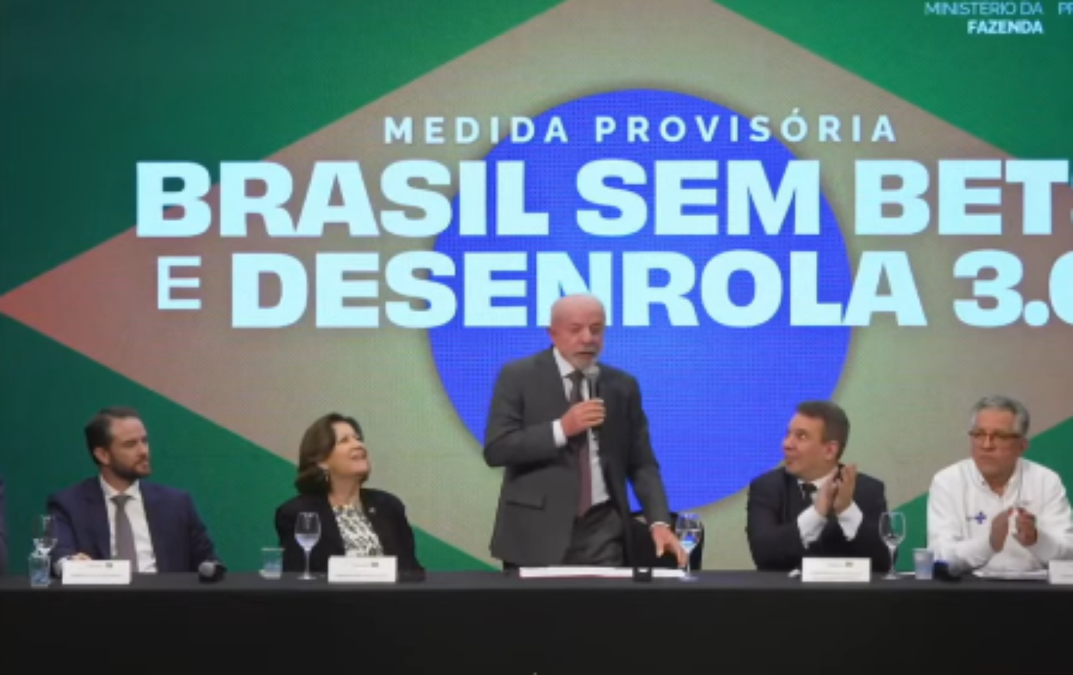 Lula em ato de divulgação de medidas "Brasil sem bet" nesta sexta-feira, 25, em São Paulo